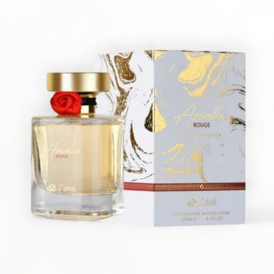 Experience the allure of Amelia Rouge by Zakat, an exquisite perfume that captures the essence of sophistication and charm.