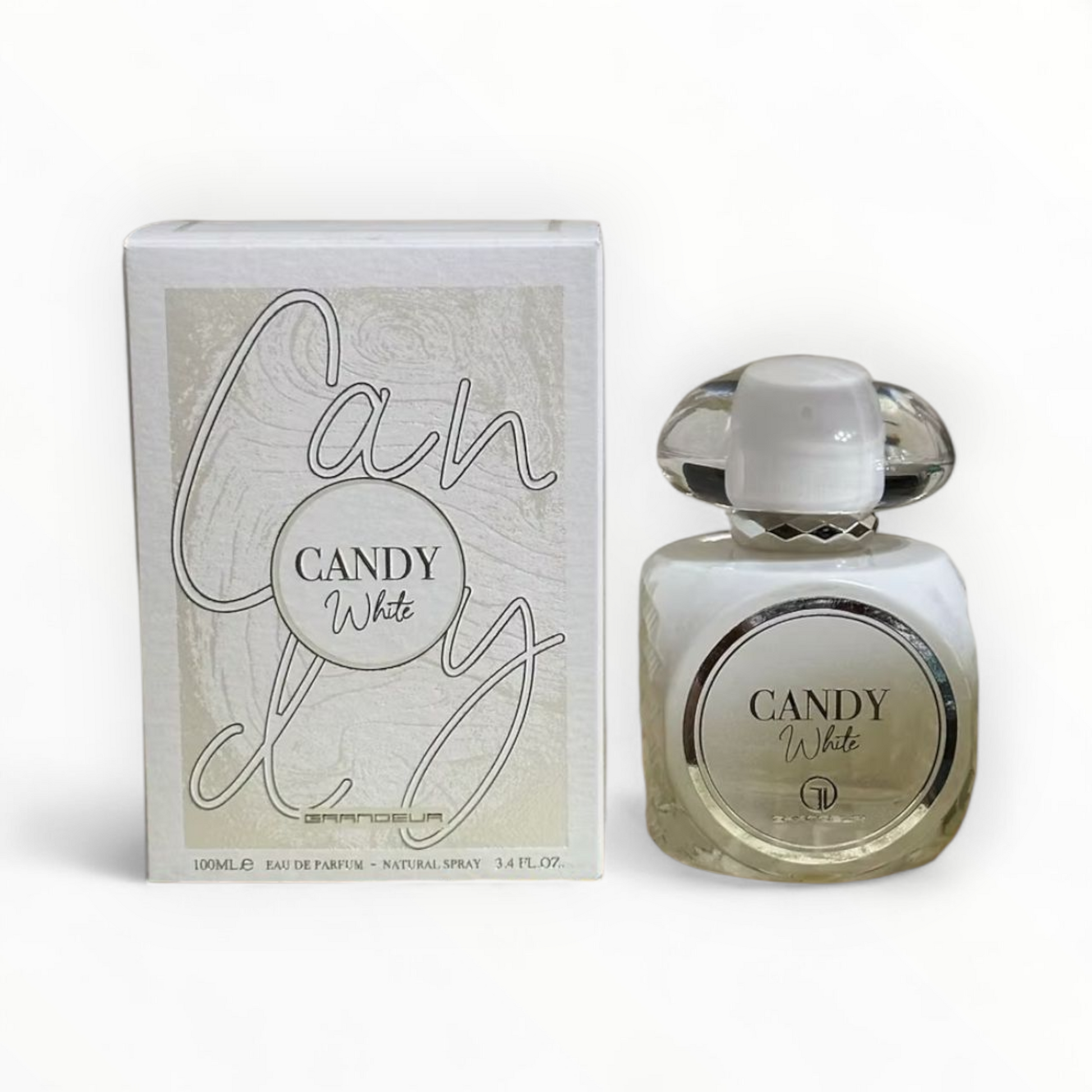 Candy White by Grandeur presents a blend of musky fruity allure and gourmand warmth.